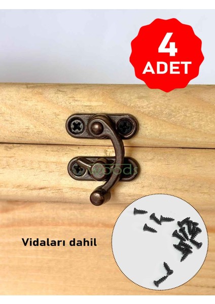 KÜÇÜK YAY GÖZÜ KANCALI KİLİT OKSİT 4 ADET KUTU SANDIK VE KAPAK KLİPSİ 20X24 MM modelleri