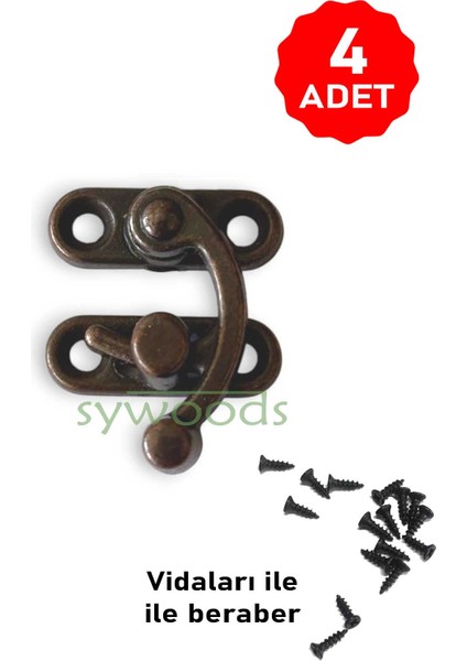 KÜÇÜK YAY GÖZÜ KANCALI KİLİT OKSİT 4 ADET KUTU SANDIK VE KAPAK KLİPSİ 20X24 MM fırsatları