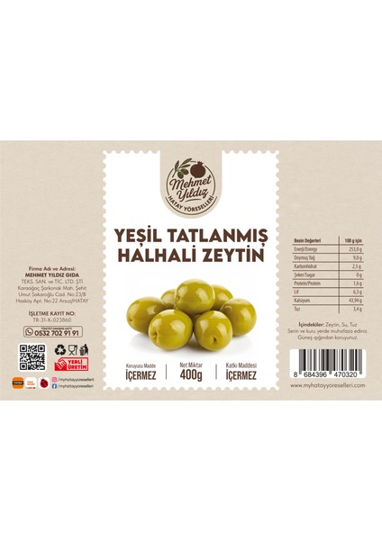 Yeşil Tatlanmış Halhalı Zeytin 500 gr fiyatları