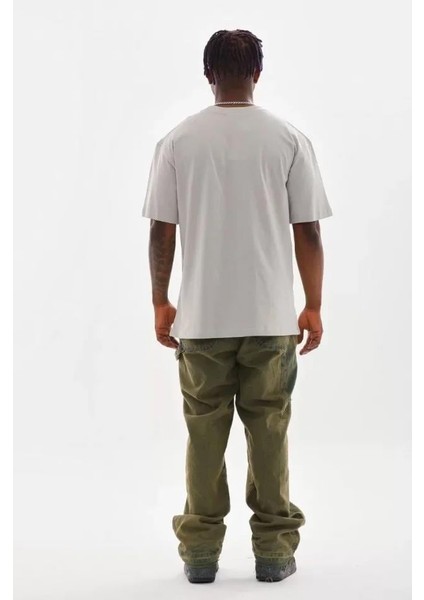 Unisex Baskılı Oversize T-Shirt - Gri fiyatları