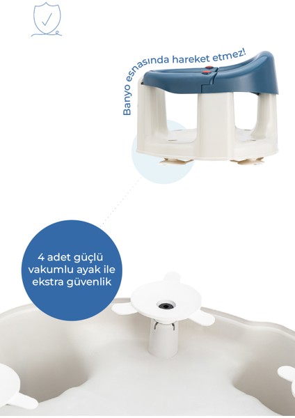 Önden Açılır Banyo ve Mama Oturağı Mavi Minderli 2'li Set modelleri