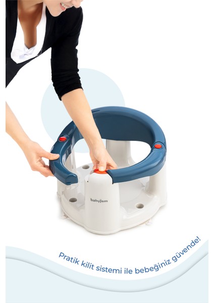 Önden Açılır Banyo ve Mama Oturağı Mavi Minderli 2'li Set