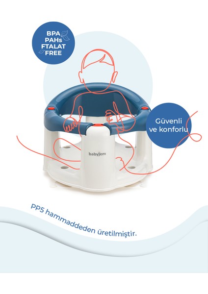 Önden Açılır Banyo ve Mama Oturağı Mavi Minderli 2'li Set