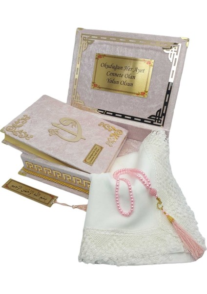 Kişiye Özel Reşal Kutulu Orta Boy Kur'an-I Kerim (Pudra Pembe) fiyatları
