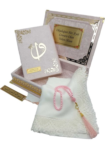 Kişiye Özel Reşal Kutulu Orta Boy Kur'an-I Kerim (Pudra Pembe) modelleri