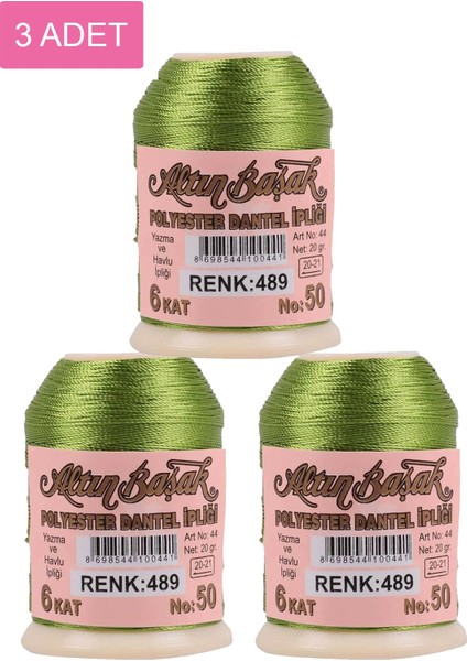 3 Adet Altınbaşak Oya ve Dantel Ipi 20 gr - Royaleks - No: 489