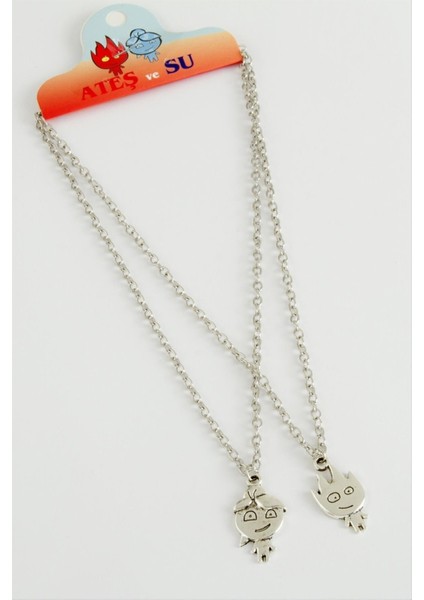 Ateş ve Su 2'li Metal Kolye