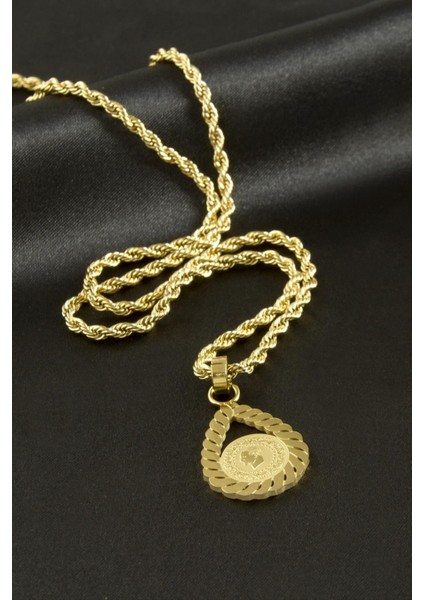 Oval Lüks Çelik Kolye