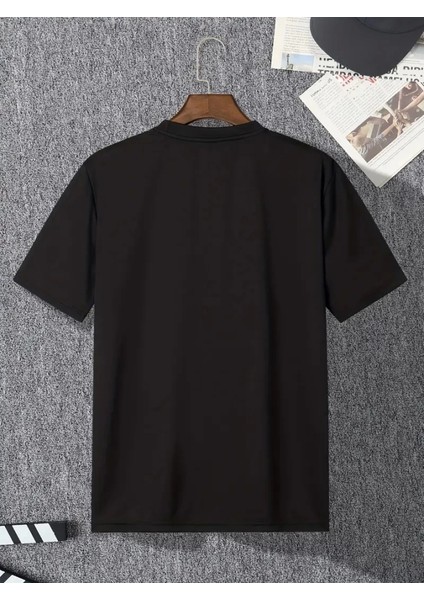 Baskılı Oversize Bisiklet Yaka T-Shirt - Siyah fırsatları