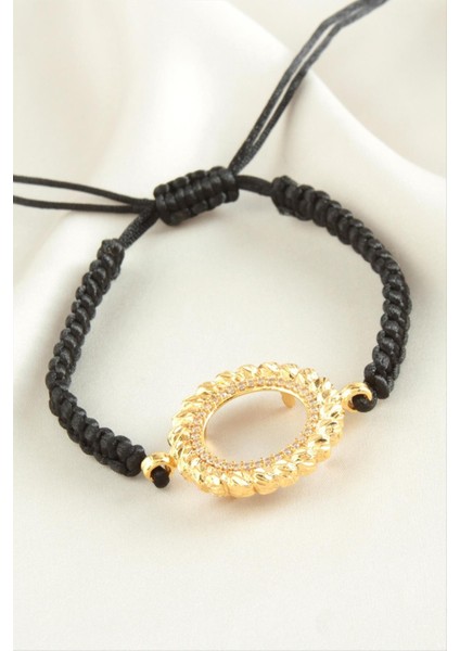 Çeyrek Altın Koyulabilir Makrome Örgülü Bileklik