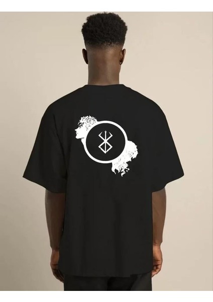 Unisex Bisiklet Yaka Baskılı Oversize T-Shirt - Siyah fiyatları