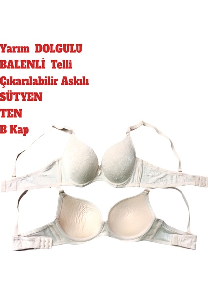 Sütyen Dantel Detaylı Yarım Dolgulu Balenli Telli Çıkarılabilir Askılı B Kap fiyatları