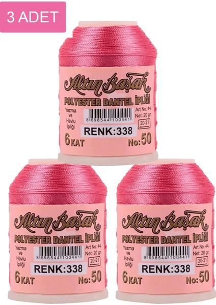 3 Adet Altınbaşak Oya ve Dantel Ipi 20 gr - Royaleks - No: 338