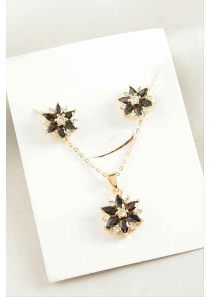 Çiçek Zirkon Taşlı Set Kolye fırsatları