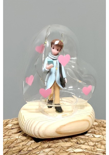 Kalp Işıklı LED Fanus