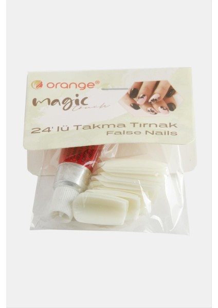 Krem Renkli Kartela Takma Tırnak 24 Adet