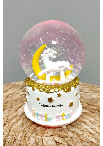 Unicorn Pilli Müzikli Işıklı Kar Küresi (Orta Boy)