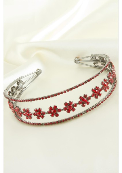 Çiçek Lüks Taşlı Gelin Tacı