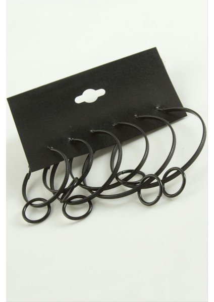 Noktalı Iç Içe Metal Halka Küpe 6 Adet