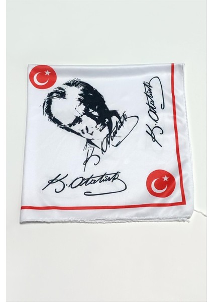 23 Nisan 19 Mayıs Türk Bayraklı ve Atatürk Imzalı Bandana 50*50