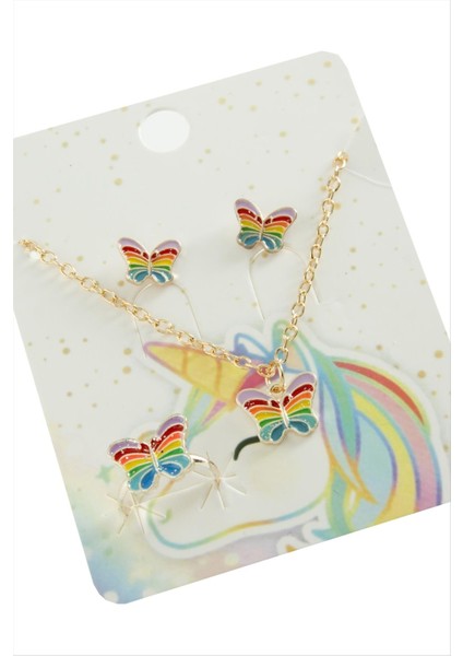 Kelebek Mineli Set Kolye