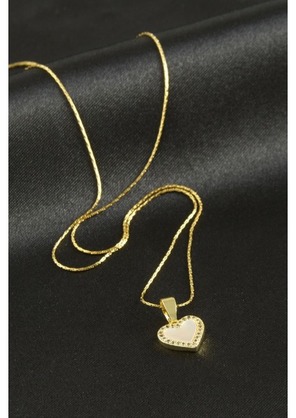 Kalp Sedef Lüks Çelik Kolye