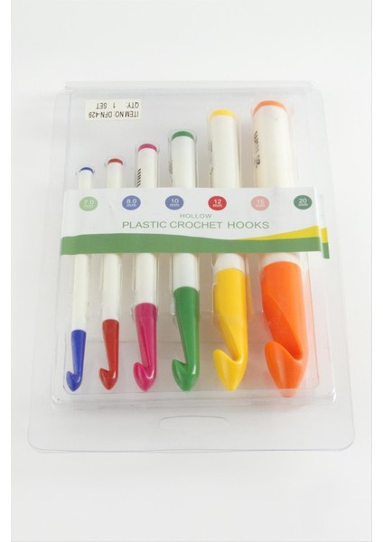 6 Adet Plastik Tığ 7-8-10-12-15-20 mm