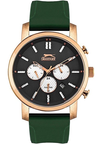 SL.09.1829.2.05 Erkek Kol Saati | 45 mm Rosegold Kasa, Yeşil Silikon Kordon, Multifonksiyon
