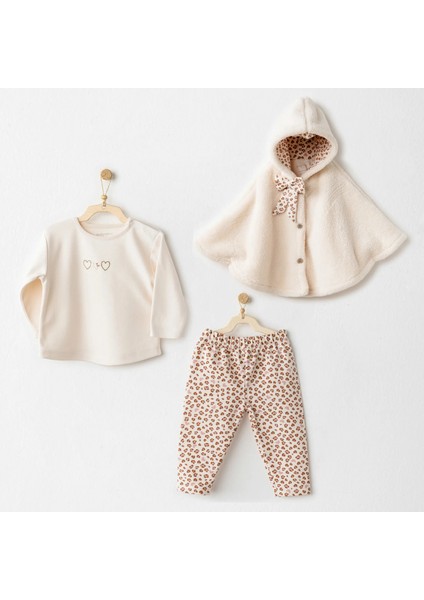 Andywawa AC26237 Little Leopard 3'lü Takım Ekru