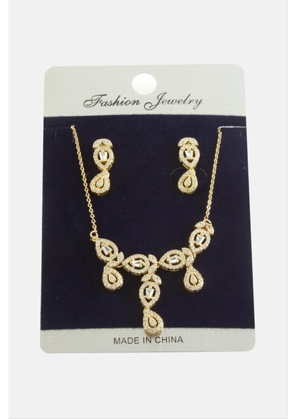 Damla Zirkon Taşlı Set Kolye