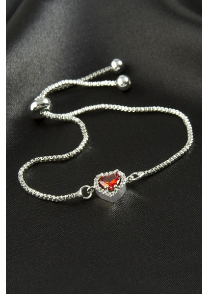 Kalp Zirkon Taşlı Asansörlü Bileklik ( Ciddi Ilişki Bilekliği)