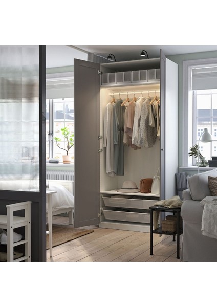 Pax Gardırop, Beyaz-Gri, 100X60X236 cm modelleri