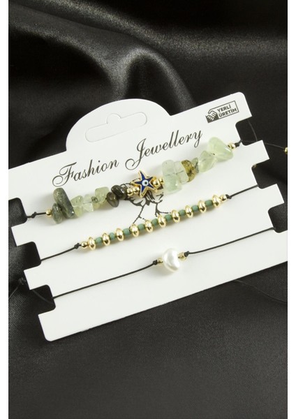 3 Adet Deniz Yıldız Mineli Kırık Doğaltaş Bileklik