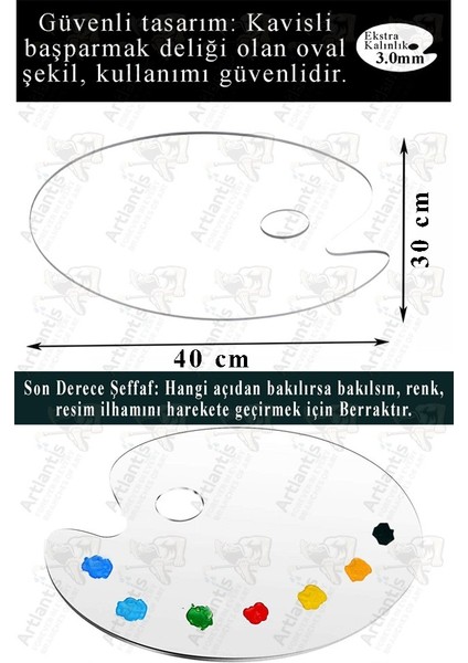 Pleksi Akrilik Resim Paleti 30X40 3mm 1 Adet Oval Palet Plastik Şeffaf Resim Boya Paleti Orta Boy Boyama Tepsisi fırsatları
