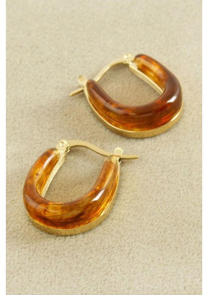 Oval Lüks Çelik Küpe