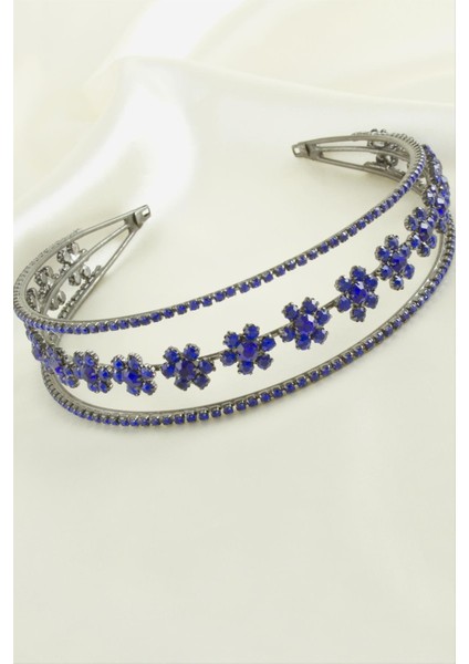 Çiçek Lüks Taşlı Gelin Tacı