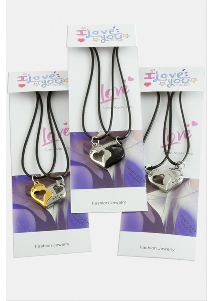 Kalp Uçlu Çift Kolye