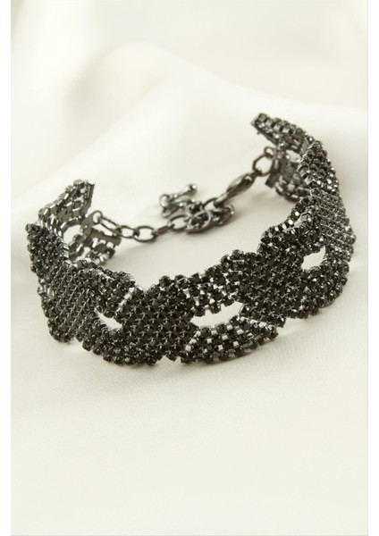 Örgülü Şerit Taşlı Lüks Suyolu Bileklik