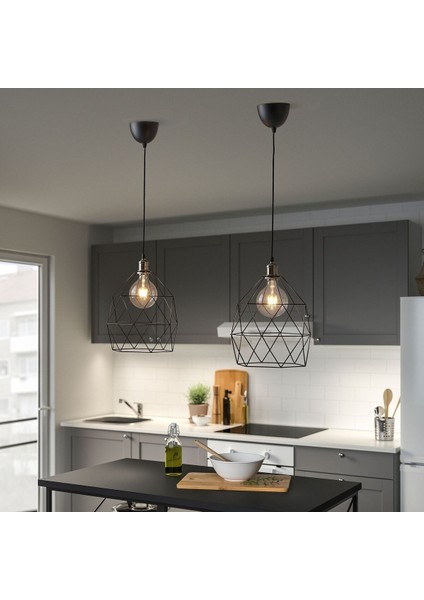 Sarkıt Lamba Abajur Başlığı, Siyah, 30 cm modelleri