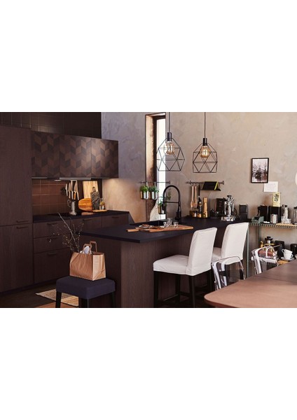 Sarkıt Lamba Abajur Başlığı, Siyah, 30 cm fırsatları