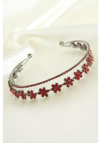 Çiçek Lüks Taşlı Gelin Tacı