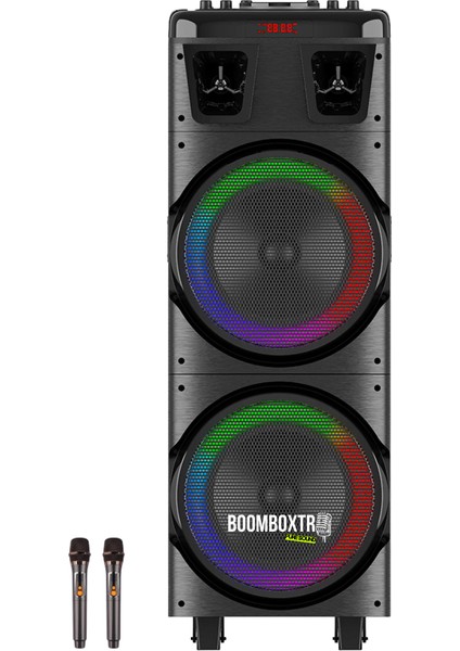 Bts 1708 Taşınabilir Bluetooth Parti Hoparlörü | 200W Rms | 2X10” Woofer | Rgb Işık | 2 Mikrofon |