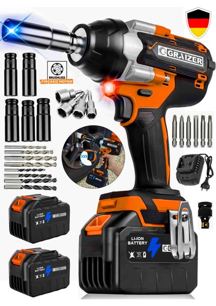 T 36 V Çelik Şanzuman 1600 Nm Akülü Somun Bijon Sökme Takma Sikma Makinesi Matkap Vidalama Kömürsüz