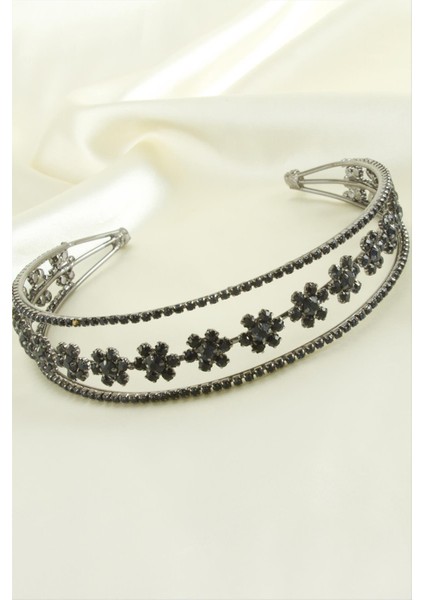 Çiçek Lüks Taşlı Gelin Tacı