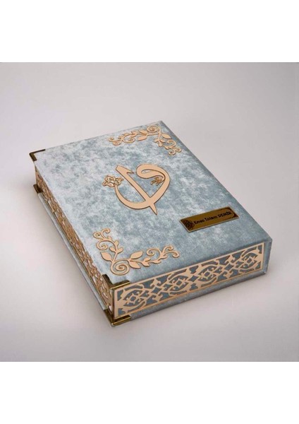 Şal + Tesbih + Kuran Hediye Seti (Orta Boy, Bebe Mavi, Gold Pleksi) fiyatları