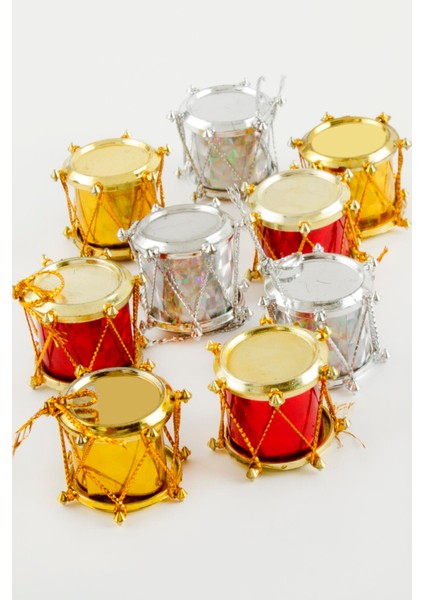 9 Adet Davul Yılbaşı Ağaç Süsü