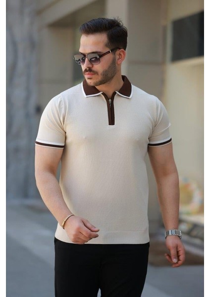 Erkek Renkli Yaka Kısa Kollu Tişört