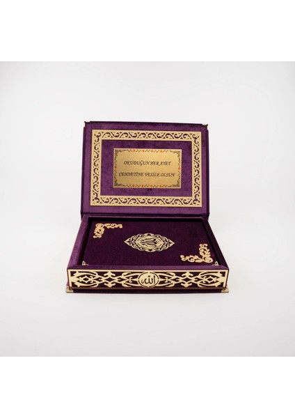 Raşel Kutulu Hediyelik Kuran-I Kerim (Orta Boy, Mor, Şems Lafzatullah Gold Pleksi) fiyatları