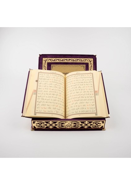 Raşel Kutulu Hediyelik Kuran-I Kerim (Orta Boy, Mor, Şems Lafzatullah Gold Pleksi) indirimleri