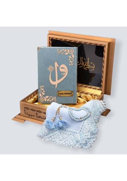 Dini Hediye Gold Sandıklı Hafız Boy Kur'an-I Kerim Seti(Gökyüzü) modelleri
